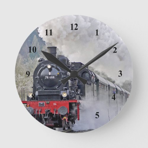 Vintage Train Steam Locomotive Photo Round Clock