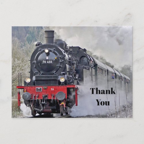 Vintage Train Steam Locomotive Photo Thank You Postcard