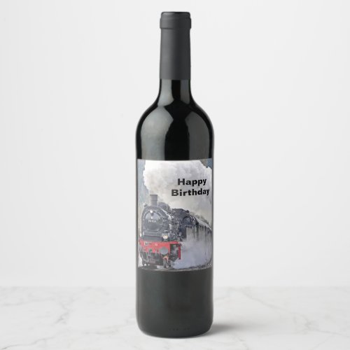 Vintage Train Steam Locomotive Photo Wine Label