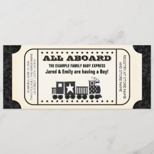 Vintage Train Ticket Baby Shower Invitation