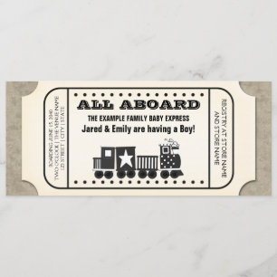 Vintage Train Ticket Baby Shower Invitation