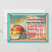 Vintage Train Ticket Birthday Party Invitation (Front)
