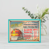 Vintage Train Ticket Birthday Party Invitation (Standing Front)