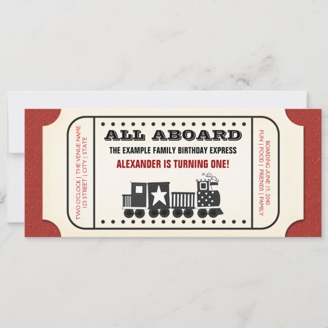 Vintage Train Ticket Birthday Party Invitation (Front)