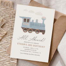 Vintage Train Transportation Birthday Invitation