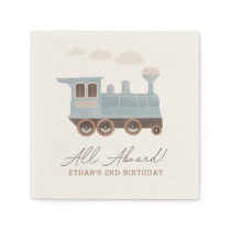 Vintage Train Transportation Birthday Napkins
