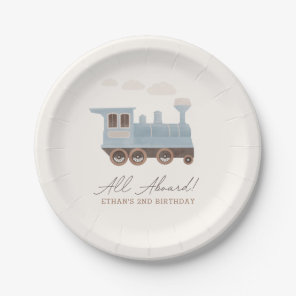 Vintage Train Transportation Birthday Paper Plates