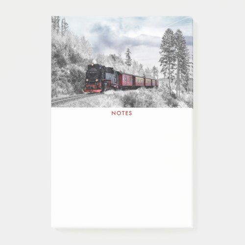 Vintage Train Travelling through Winter Landscape Post_it Notes