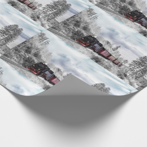 Vintage Train Travelling through Winter Landscape Wrapping Paper