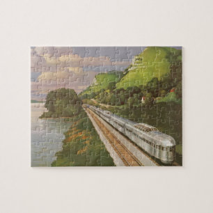 Vintage Train Vacation, Locomotive in Country Jigsaw Puzzle