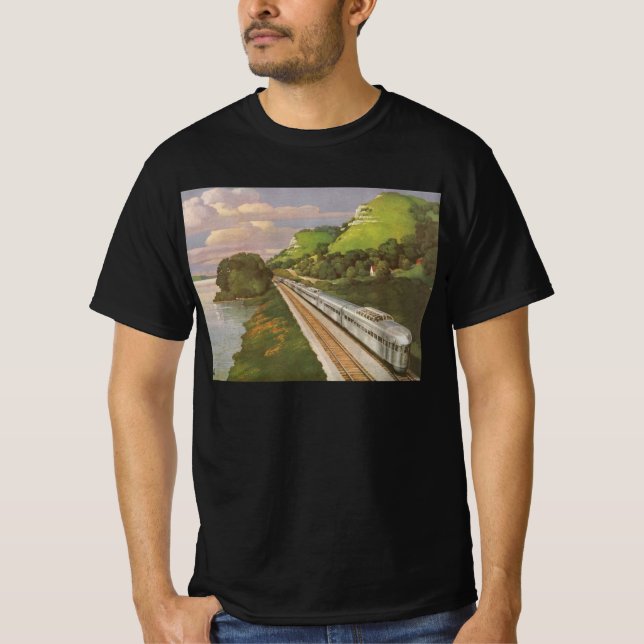 Vintage Train Vacation, Locomotive in Country T-Shirt (Front)