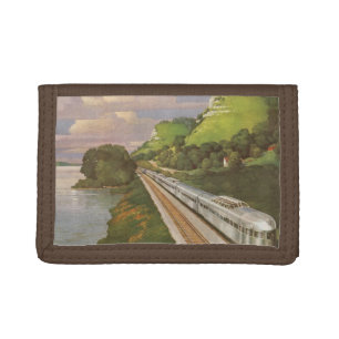 Vintage Train Vacation, Locomotive in Country Trifold Wallet