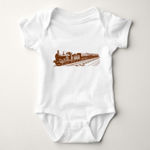 Vintage Train _ Walnut Baby Bodysuit