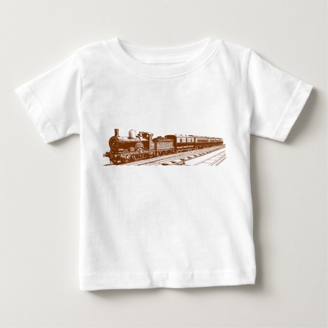 Vintage Train - Walnut Baby T-Shirt (Front)