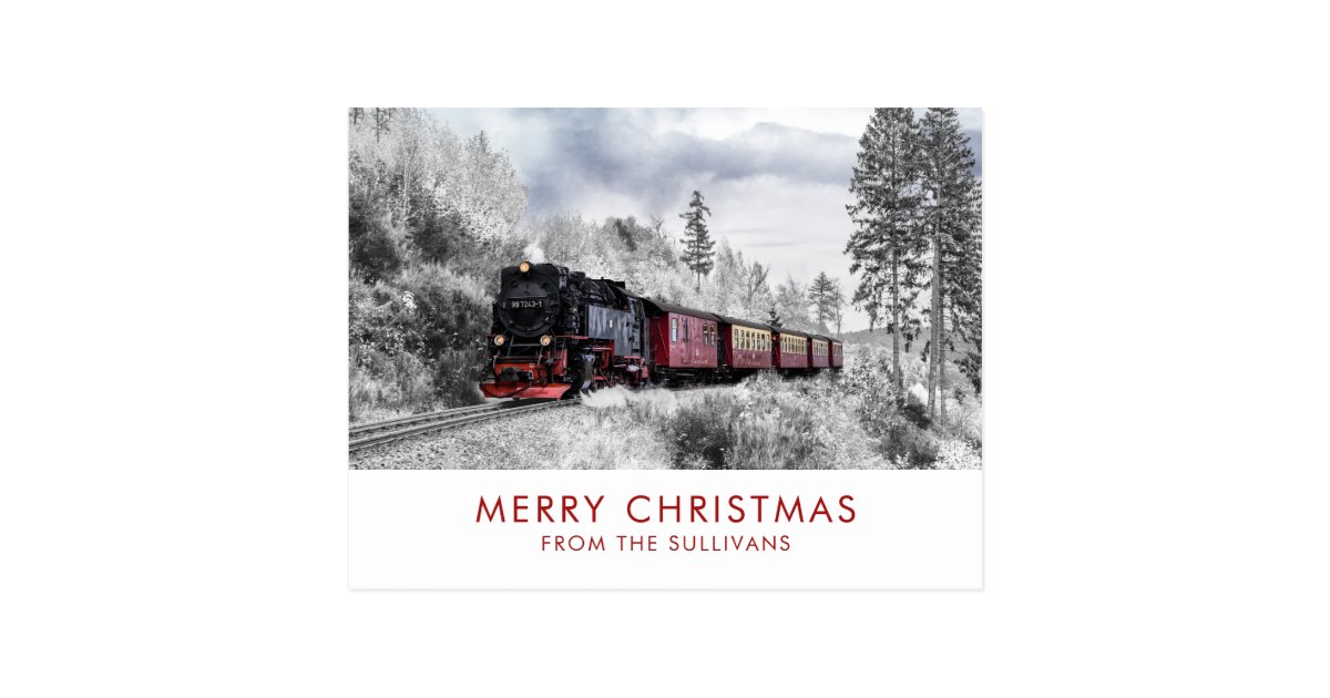 Vintage Train Winter Christmas Scene Holiday Postcard Zazzle Com