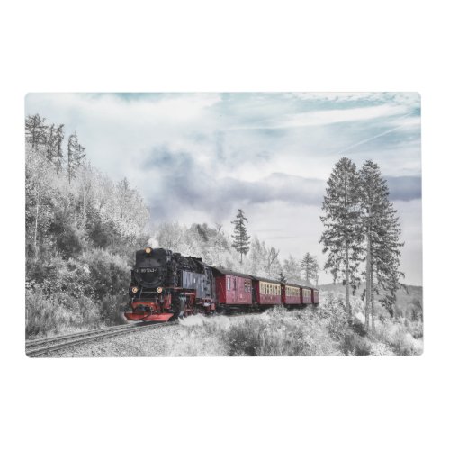 Vintage Train Winter Christmas Scene Placemat