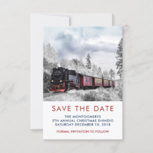 Vintage Train Winter Christmas Scene Save the Date