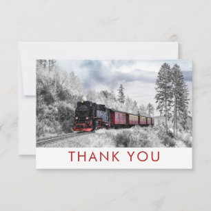 Vintage Train Winter Christmas Scene Thank You