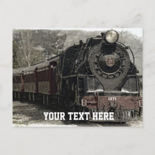 Vintage Train with CustomText Postcard