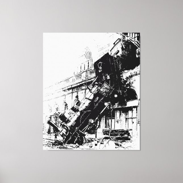 Vintage Train Wreck Paris P&I Canvas Print (Front)