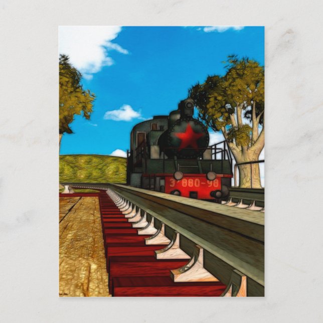 Vintage Trains Illustrated Series Postcard (Front)