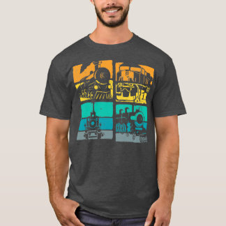 Vintage Trains Steam Locomotive Railroad Retro T-Shirt