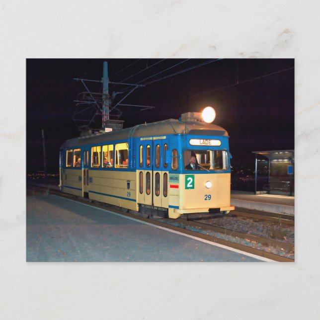 Vintage tram in Trondheim, Norway Postcard (Front)