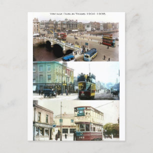 Vintage Trams in Dublin city, Ireland Postcard