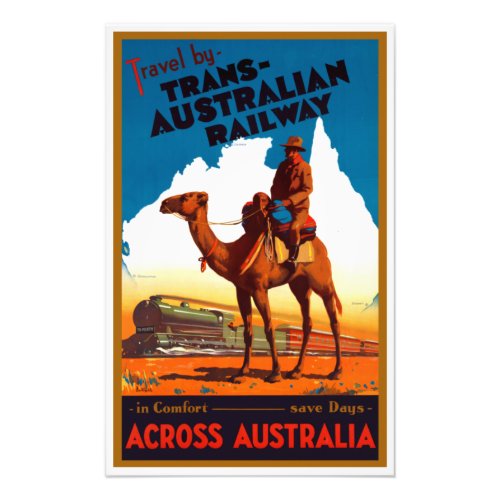 Vintage Trans_Australian Railway Travel Poster