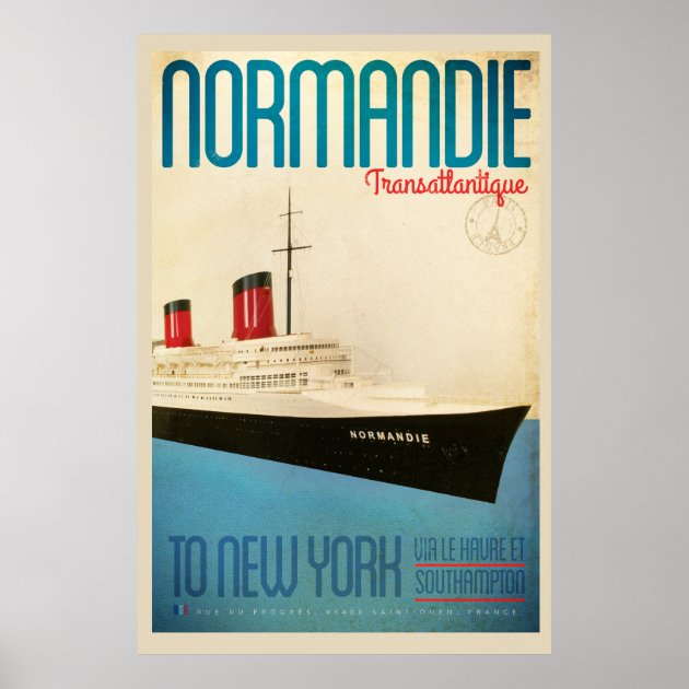 Compagnie Generale Transatlantique Ile De France Original Travel Poster | David Pollack Vintage Posters