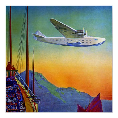 Vintage Transpacific Flight Travel Perfect Poster