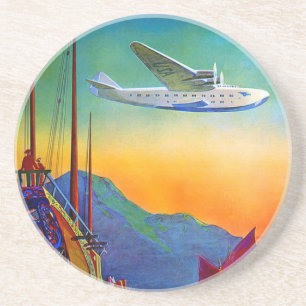 Vintage Transpacific Travel Drink Coaster
