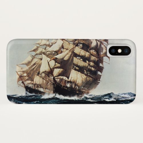 Vintage Transporation Clipper Ships in Rough Seas iPhone X Case