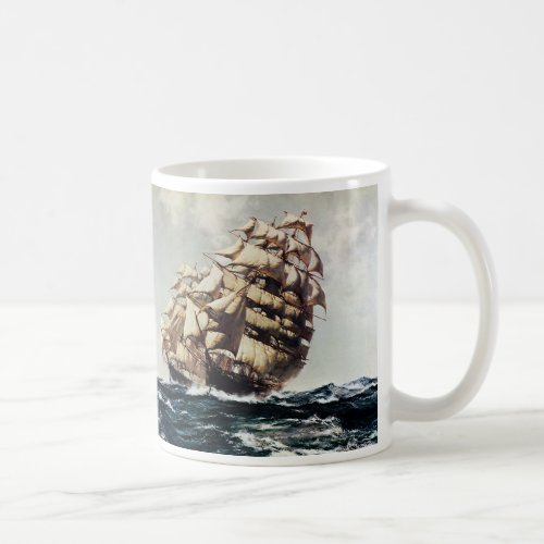 Vintage Transporation Clipper Ships in Rough Seas Coffee Mug
