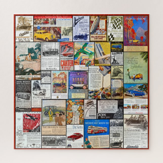 VINTAGE TRANSPORTATION ADS THEME  JIGSAW PUZZLE (Vertical)