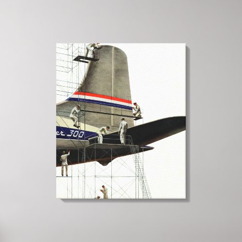 Vintage Transportation Airplane Maintenance Canvas Print