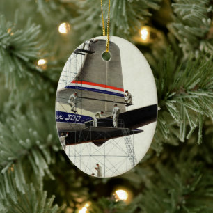 Vintage Transportation, Airplane Maintenance Ceramic Ornament