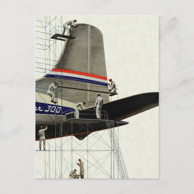 Vintage Transportation, Airplane Maintenance Postcard (Front)