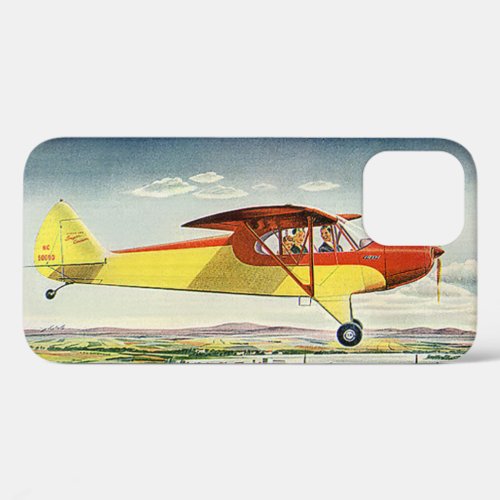 Vintage Transportation Airplane Over Farm Fields iPhone 12 Case