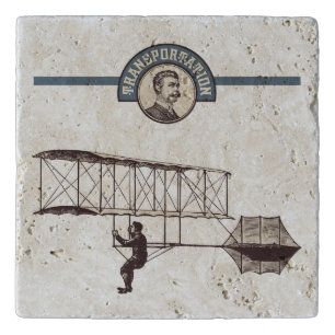 Vintage Transportation (airplane)Travertine Trivet
