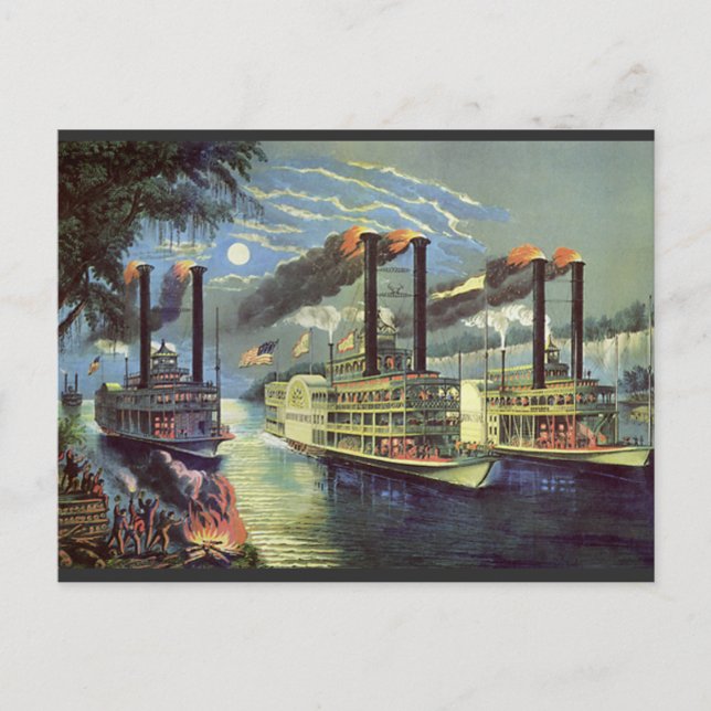 Vintage Transportation and Travel Ships Steamboats Postcard (Front)