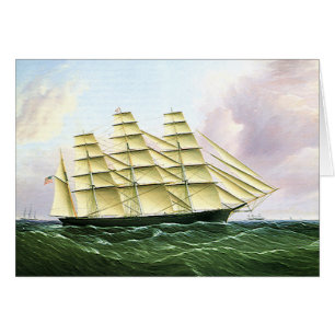 Vintage Transportation Antique Clipper Ship at Sea