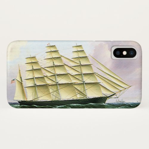 Vintage Transportation Antique Clipper Ship at Sea iPhone X Case