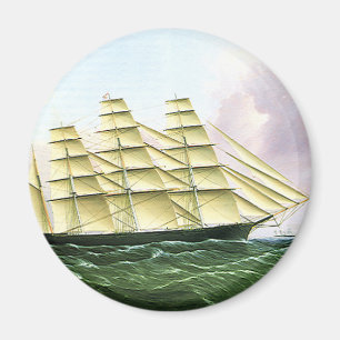 Vintage Transportation Antique Clipper Ship at Sea Magnet
