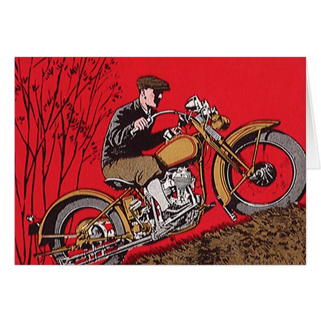 Vintage Transportation, Antique Motorcycle Rider (Front Horizontal)