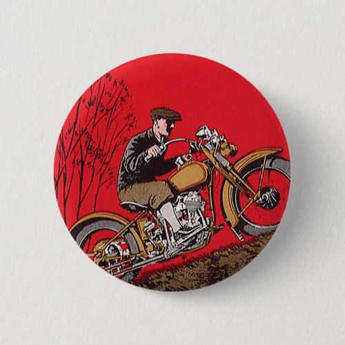 Vintage Transportation Antique Motorcycle Rider Button