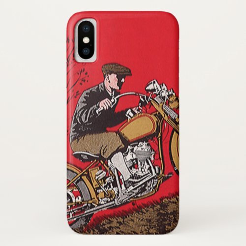 Vintage Transportation Antique Motorcycle Rider iPhone X Case