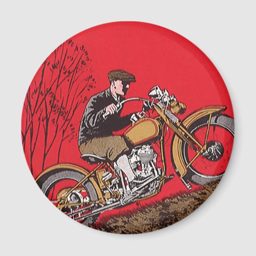 Vintage Transportation Antique Motorcycle Rider Magnet