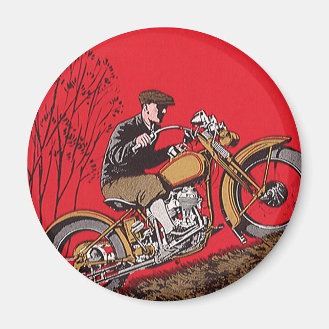 Vintage Transportation, Antique Motorcycle Rider Magnet (Front)