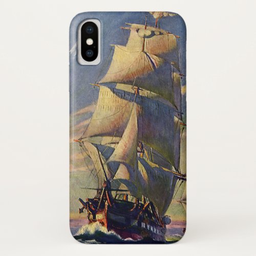 Vintage Transportation Clipper Ships at Sea iPhone X Case